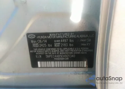 2014 Hyundai Sonata Limited 2.0T из США, поврежденный, VIN 5NPEC4AB5EH921340